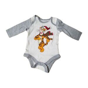 Disney Baby Tigger Newborn One Piece Long Sleeve Bodysuit White/Gray 0-3 M